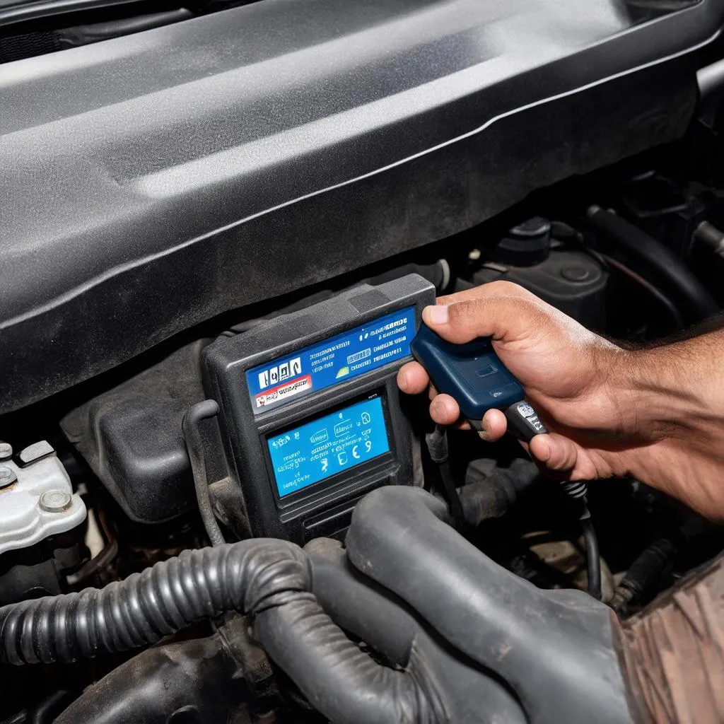 Mechanic using OBD scanner